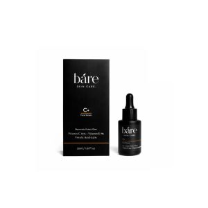 What does it do? The bare vitamin C face serum, Glow is specially designed for daytime to provides advanced protection against environmental aggressors. Glow contains 15% pure vitamin C, 1% vitamin E, and 0.5% ferulic acid, creating a powerful antioxidant blend that strengthens the skin. Clinically tested, it has shown to improve multiple signs of ageing including fine lines, wrinkles, uneven tone, dullness, and loss of elasticity, across all skin types. Ideal for: Dry, Normal, Combination, Dehydrated, and Aging skin. Concerns: Dullness, Spots & Loss of Elasticity Suitable for: 18+ years of age Key benefits Inhibits melanin production reduces hyperpigmentation & dark sports, promotes even skin tone. Stimulates collagen synthesis, improves skin elasticity, reduces fine lines & wrinkles. Neutralizes free radicals, protects against UV & pollution-induced stress and fights oxidative damage.