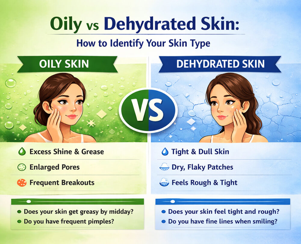 Oily vs Dehydrated Skin: How to Identify Your Skin Type?